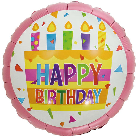Foil Balloon Happy Birthday Cake Pink