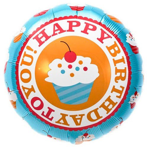 Happy Birthday Cherry Cupcake Foil Balloon