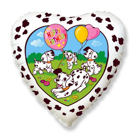 Foil Balloon Happy Birthday Dalmatians White