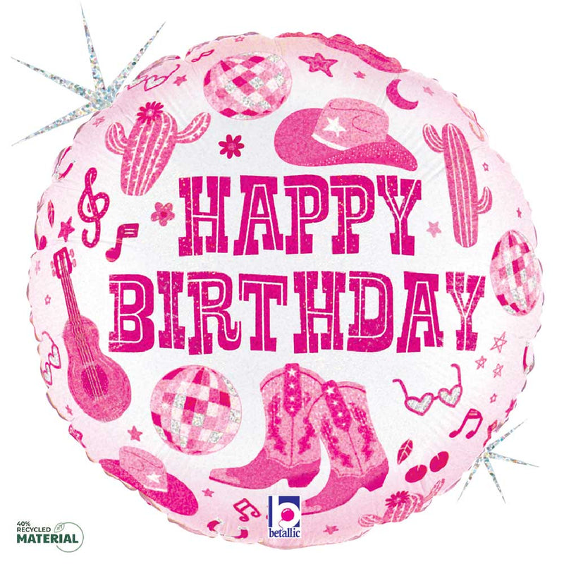 Happy Birthday Disco Cowgirl Foil Balloon