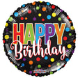 Plastic Balloon Happy Birthday Dots