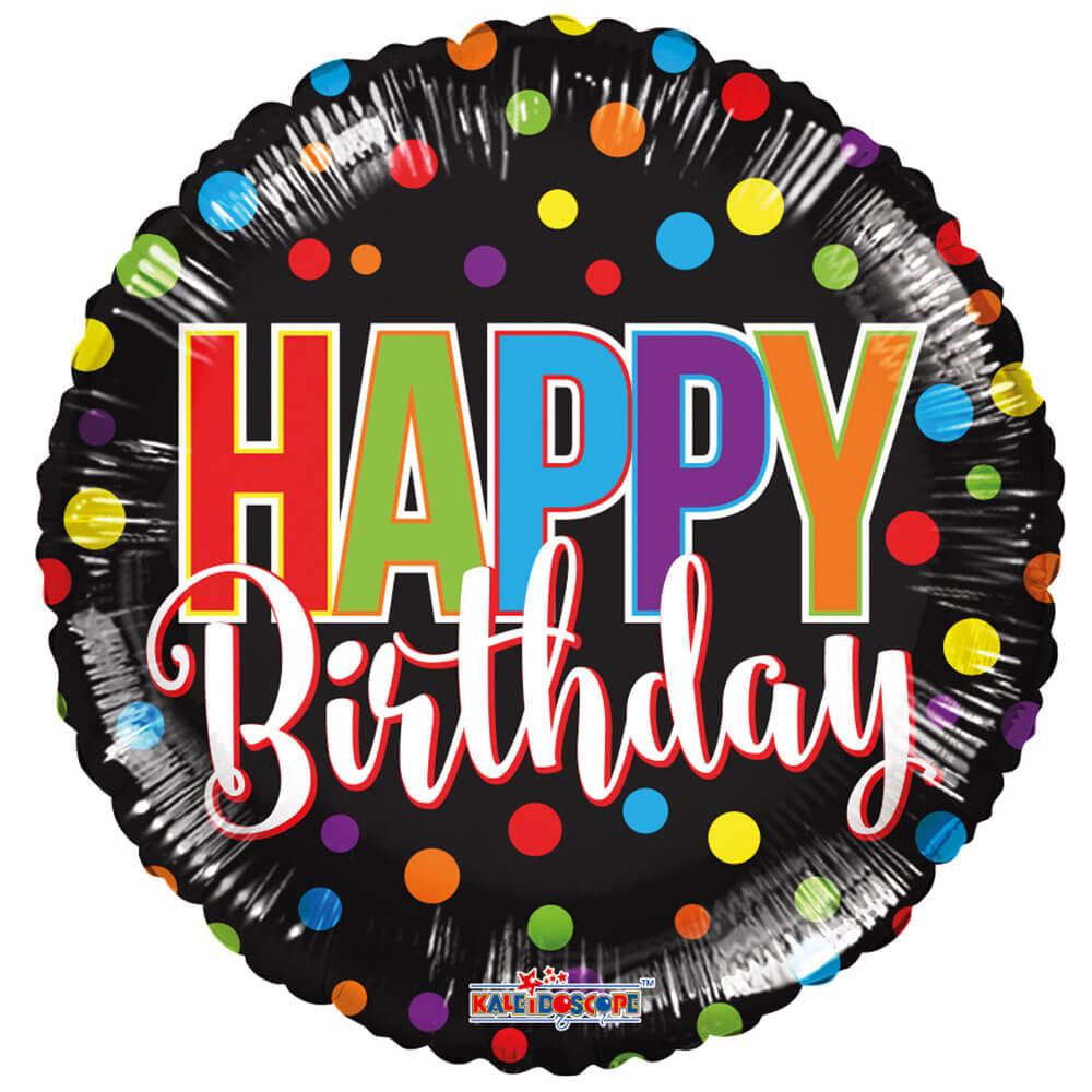 Plastic Balloon Happy Birthday Dots