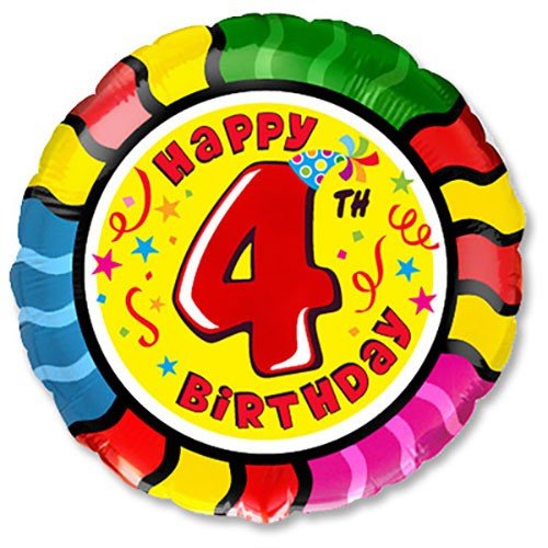 Foil Balloon Happy Birthday Four