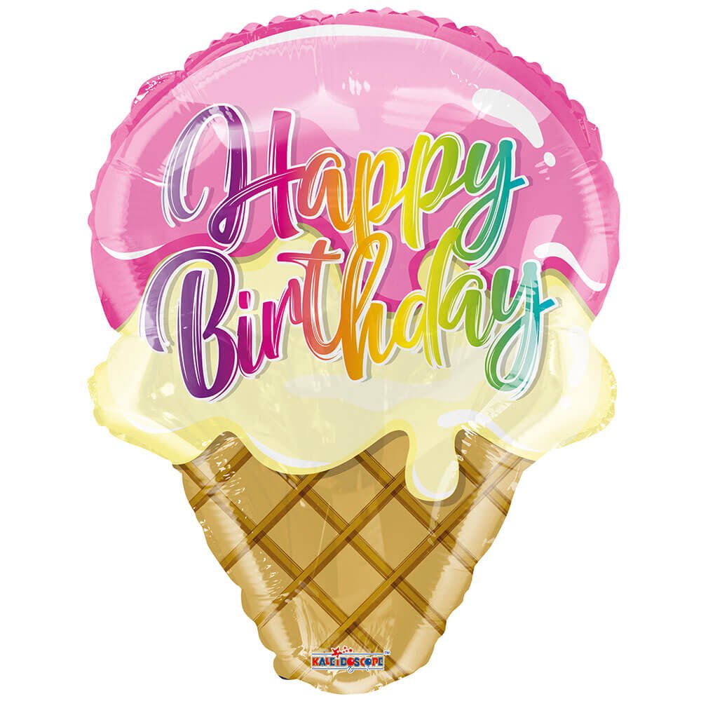 Plastic Balloon Happy Birthday Ice Cream Cone