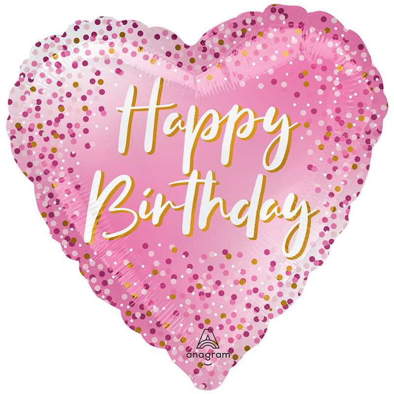 Foil Balloon Happy Birthday Pink Sparkle Heart