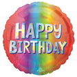 Happy Birthday Silver Ombre Foil Balloon