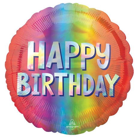 Happy Birthday Silver Ombre Foil Balloon