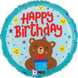 Birthday Smiley Bear Foil Balloon
