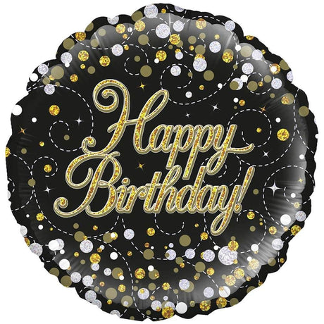 Foil Balloon Happy Birthday Black