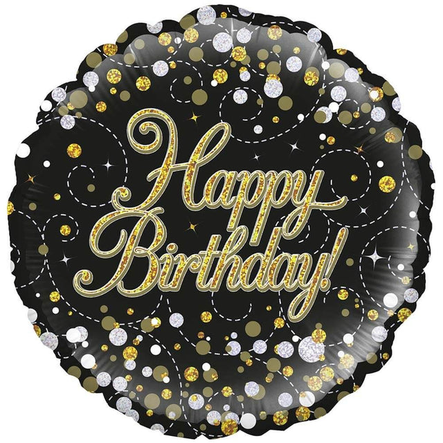 Foil Balloon Happy Birthday Black