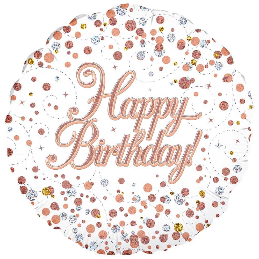 Foil Balloon Happy Birthday Holographic White