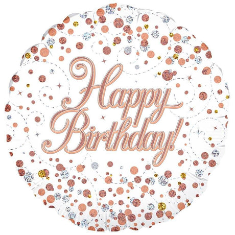 Foil Balloon Happy Birthday Holographic White