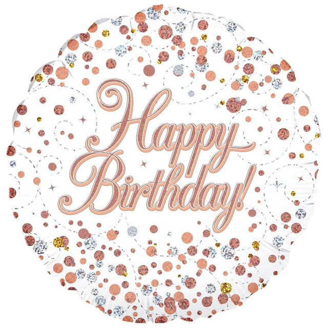 Foil Balloon Happy Birthday Holographic White