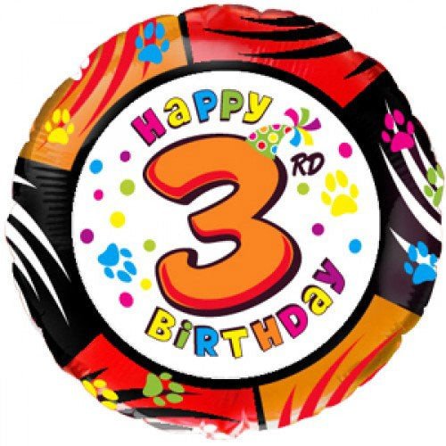 Birthday Foil Balloon Happy Birthday Three