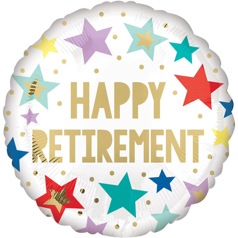 Retirement Foil Balloon White Stars