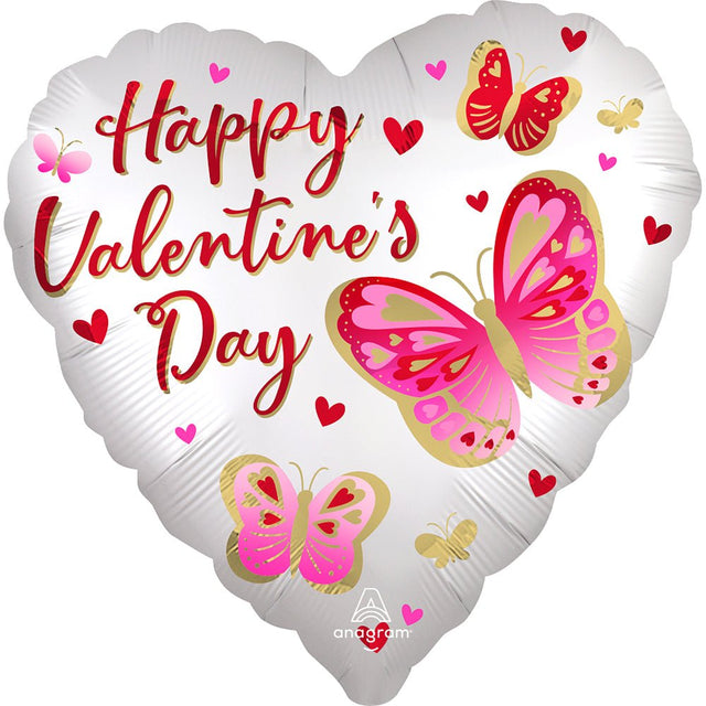 Foil Balloon Happy Valentine's Day Satin Butterflies