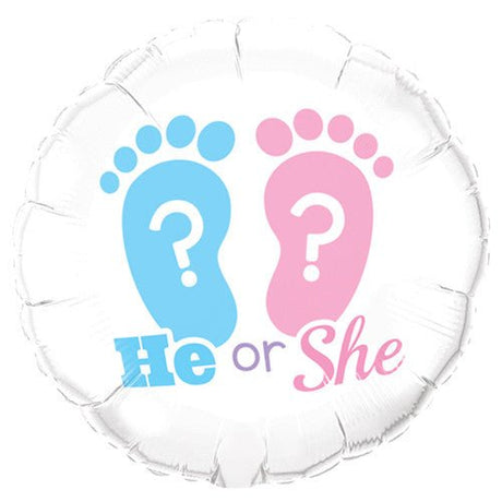 Foil Balloon 18 Inch He or She? Footprints