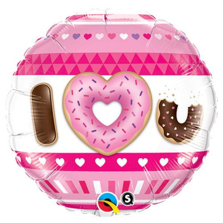 Foil Balloon 18 Inch I Heart U Donuts