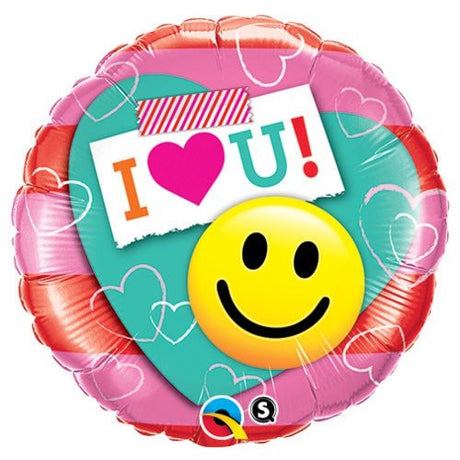 Foil Balloon I Heart U Smile Face 18 Inch