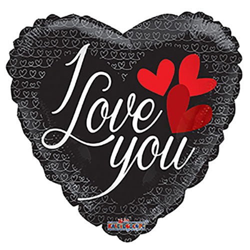 Foil Balloon I Love You Black Heart