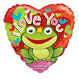 Foil Balloon 18 Inch I Love You Frog Heart