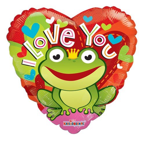 Foil Balloon 18 Inch I Love You Frog Heart