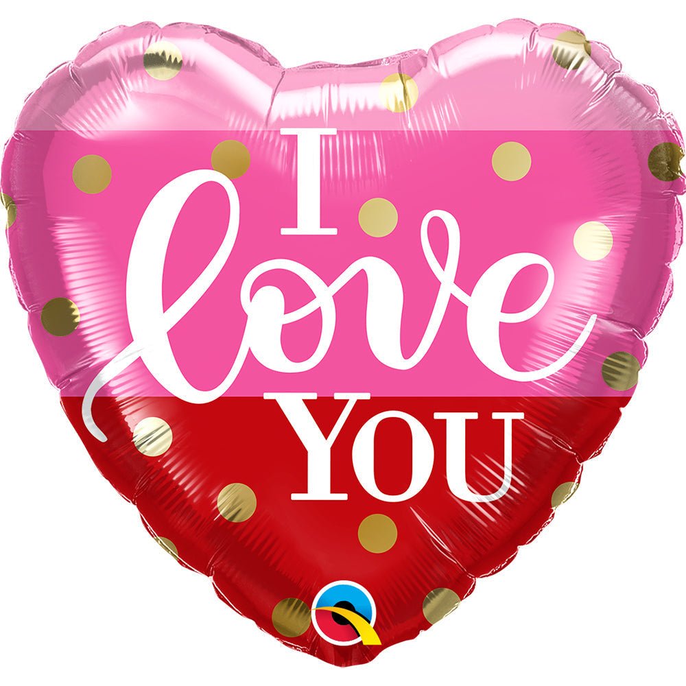 Foil Balloon I Love You Gold Dots