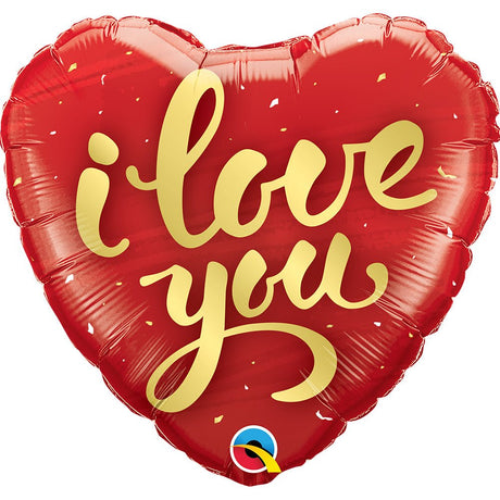 Foil Balloon I Love You Gold Script