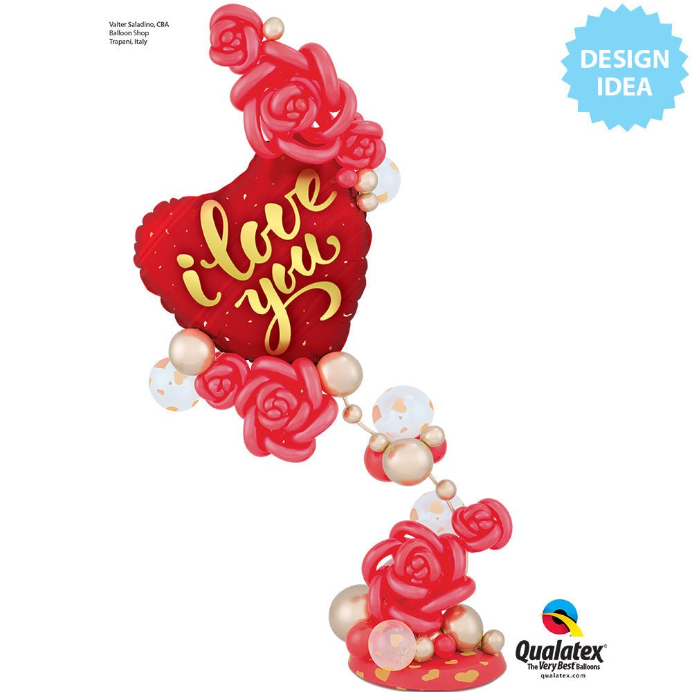 Foil Balloon I Love You Gold Script