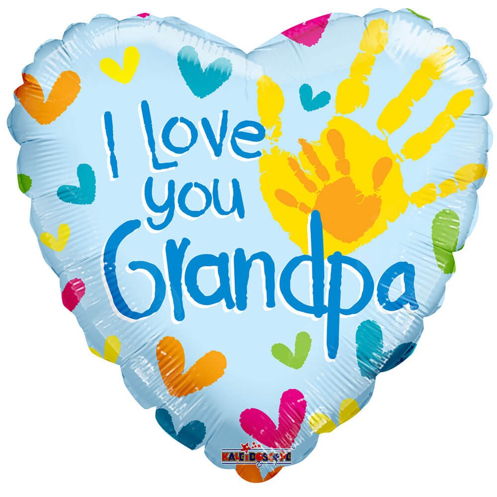 Plastic Balloon I Love You Grandpa Heart