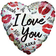 Heart Foil Balloon I Love You Kisses