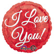 Foil Balloon I Love You Red Damask