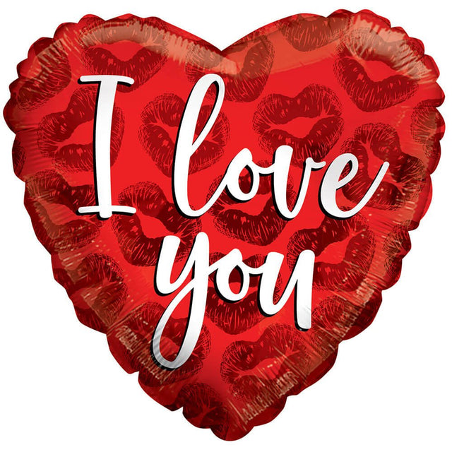 Foil Balloon I Love You Red Kisses Heart