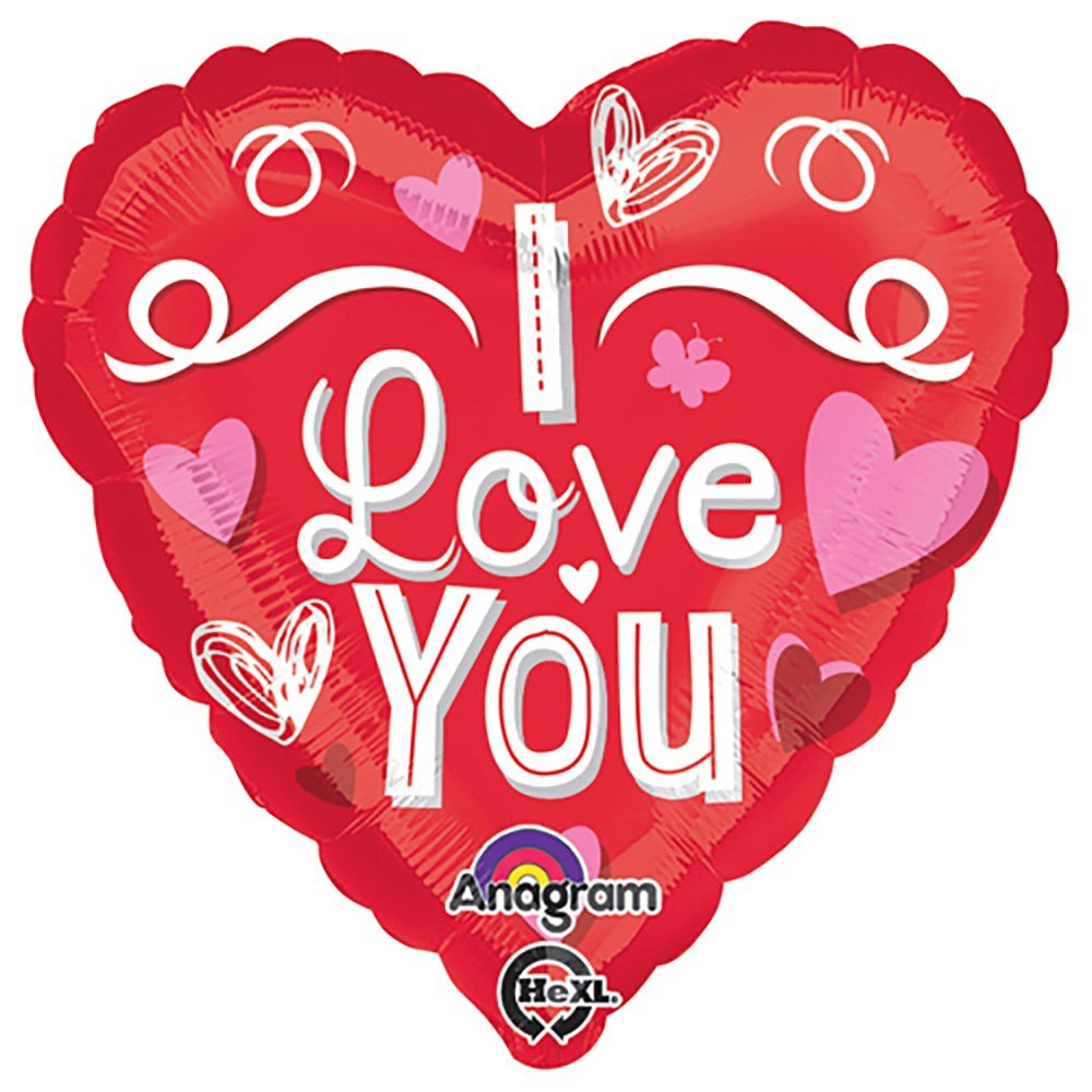 Foil Balloon I Love You Scribble Hearts