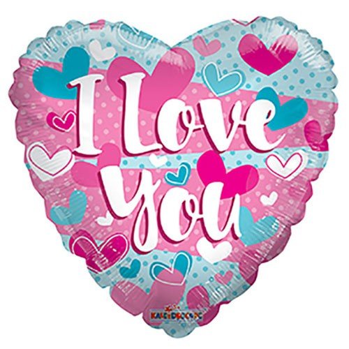 Heart Foil Balloon I Love You Turquoise & Pink