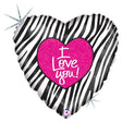 Foil Balloon I Love Zebra