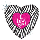 Foil Balloon I Love Zebra