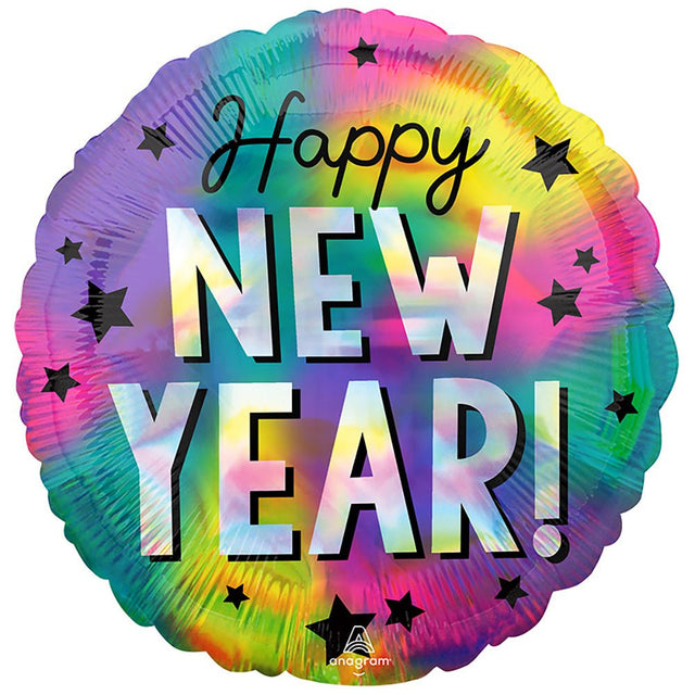 Foil Balloon Iridescent Happy New Year Stars