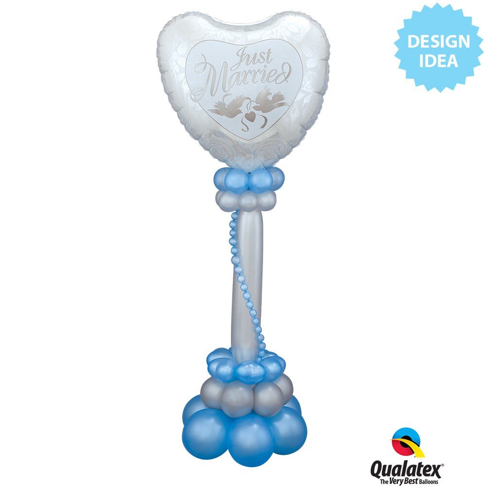 Foil Balloon Just Married Pearl White Silver