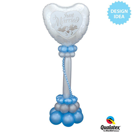 Foil Balloon Just Married Pearl White Silver