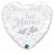 Foil Balloon Just Married Pearl White Silver