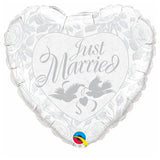 Foil Balloon Just Married Pearl White Silver
