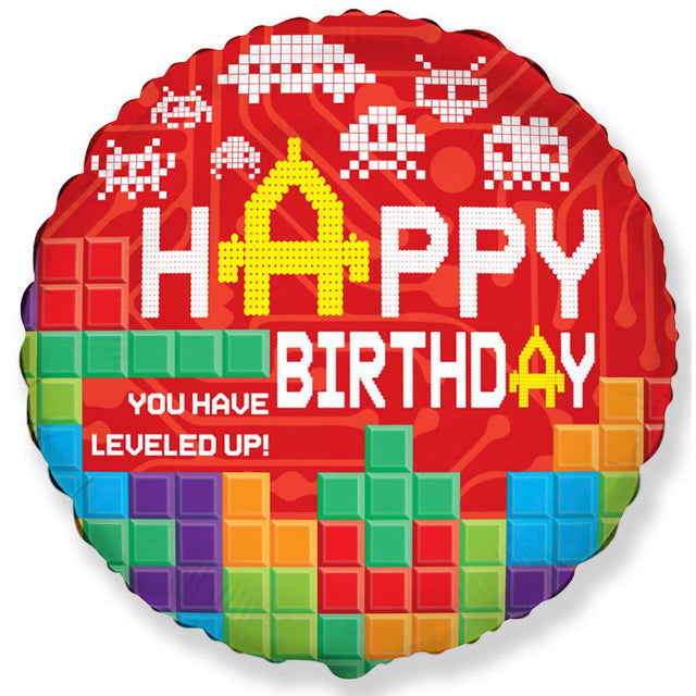 Foil Balloon Level Up Happy Birthday Pixel Gamer