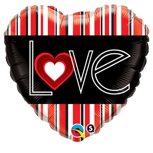 18 Inch Love Red Stripes Foil Balloon
