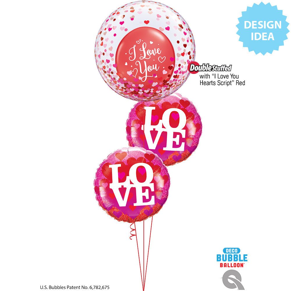 Foil Balloon Love Hearts & Glitter