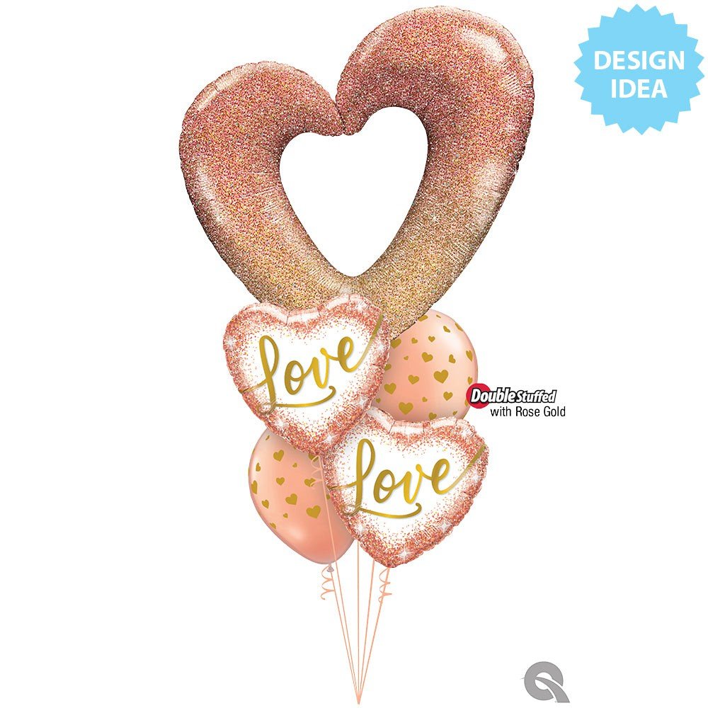 Love Rose Gold Glitter Dots Foil Balloon