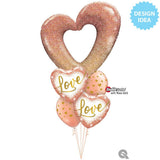Love Rose Gold Glitter Dots Foil Balloon