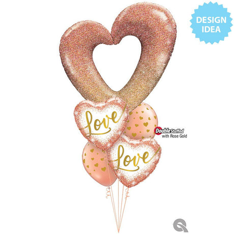 Love Rose Gold Glitter Dots Foil Balloon