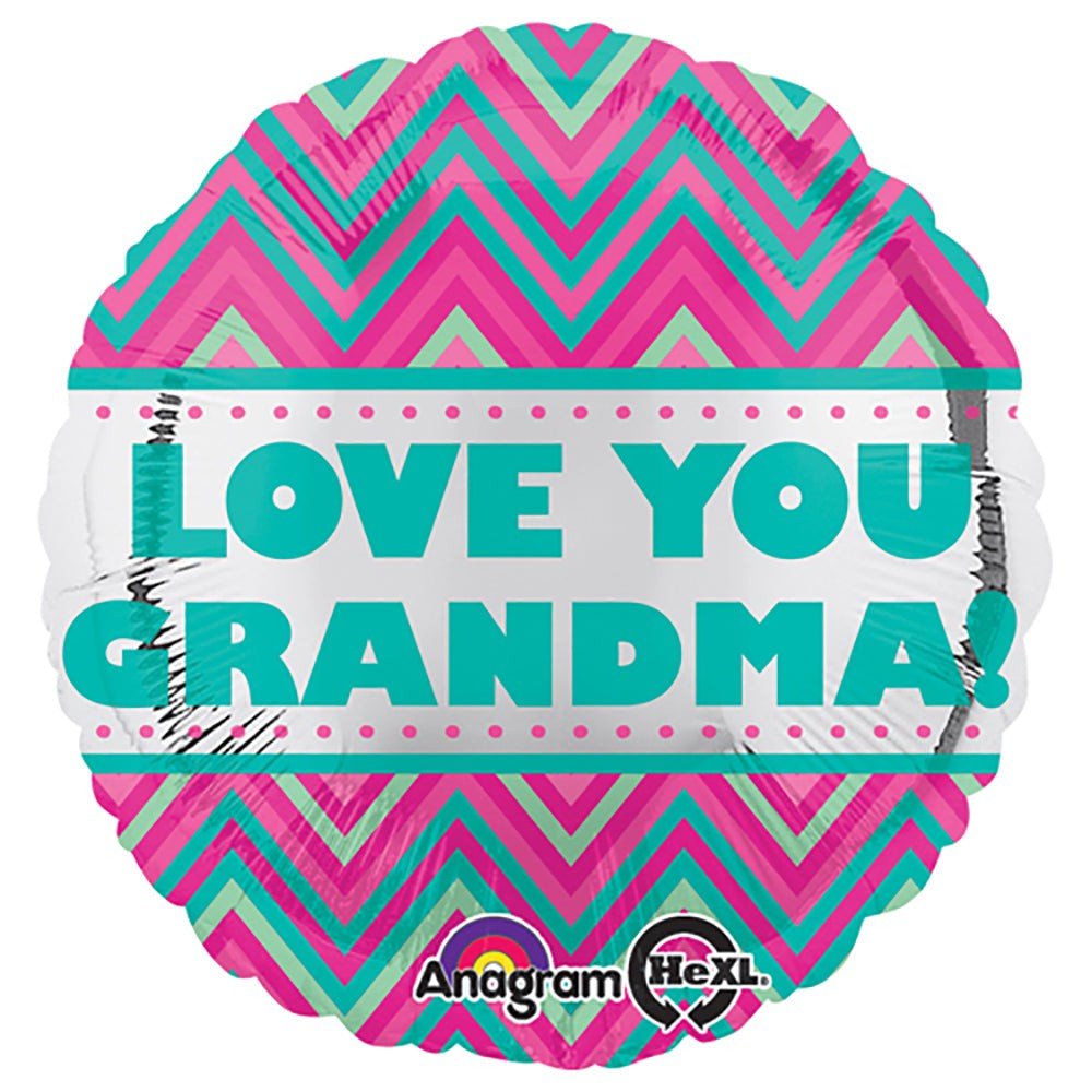 Foil Balloon Love You Grandma Chevron 18 Inch