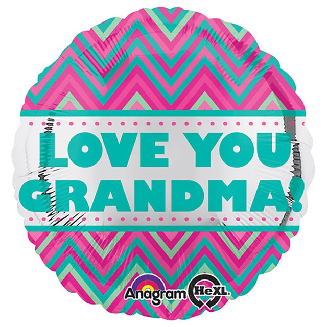 Foil Balloon Love You Grandma Chevron 18 Inch